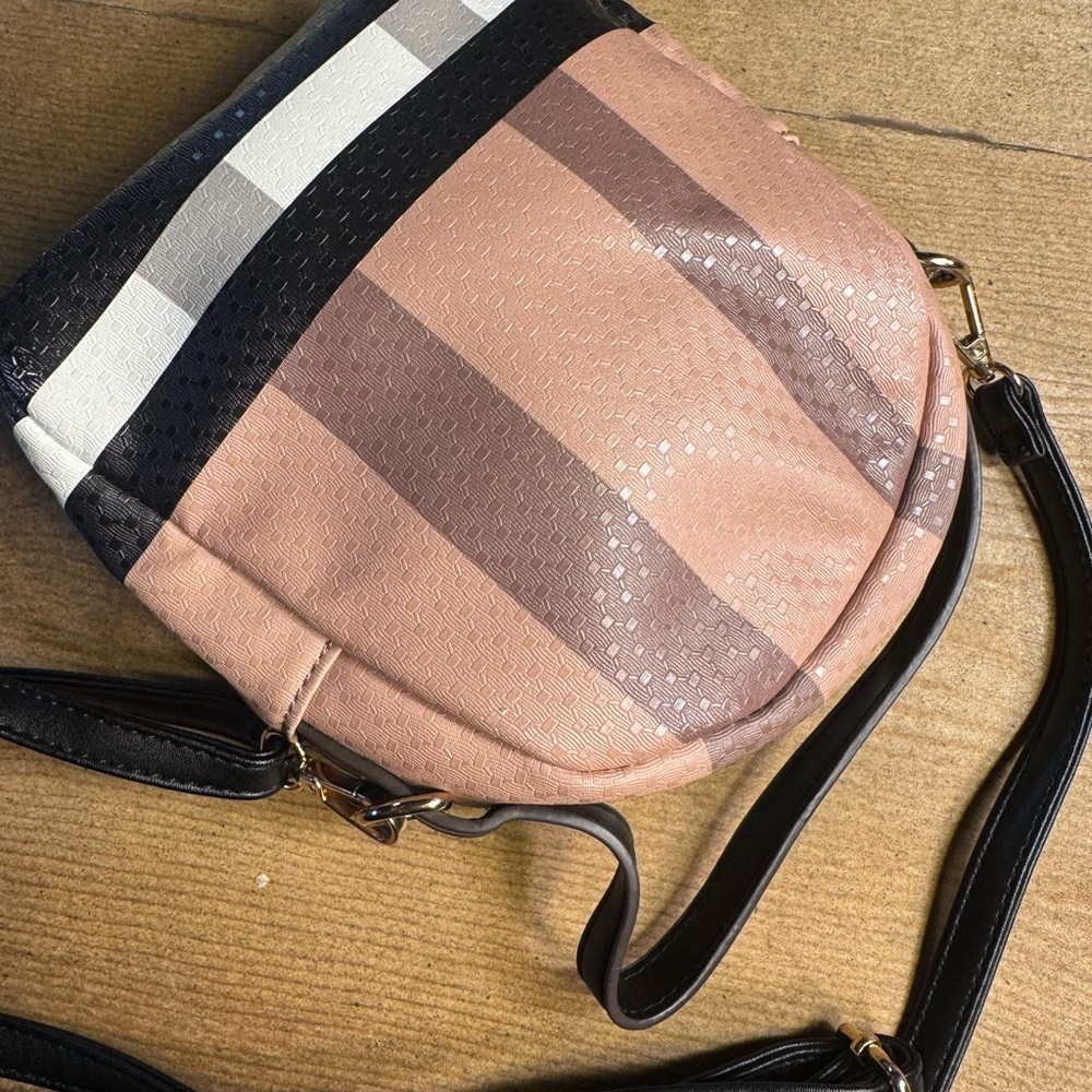 Tan and Black Crossbody Bag with Structured Design